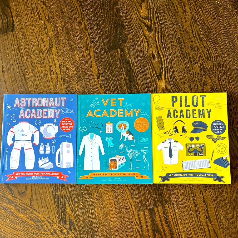 Kid activity lot bundle books pilot vet astronaut academy sticker poster press